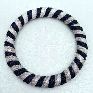 Bohemian Black White Eco-Chic Thin Woven Braided Rope-Style Bangle Bracelet